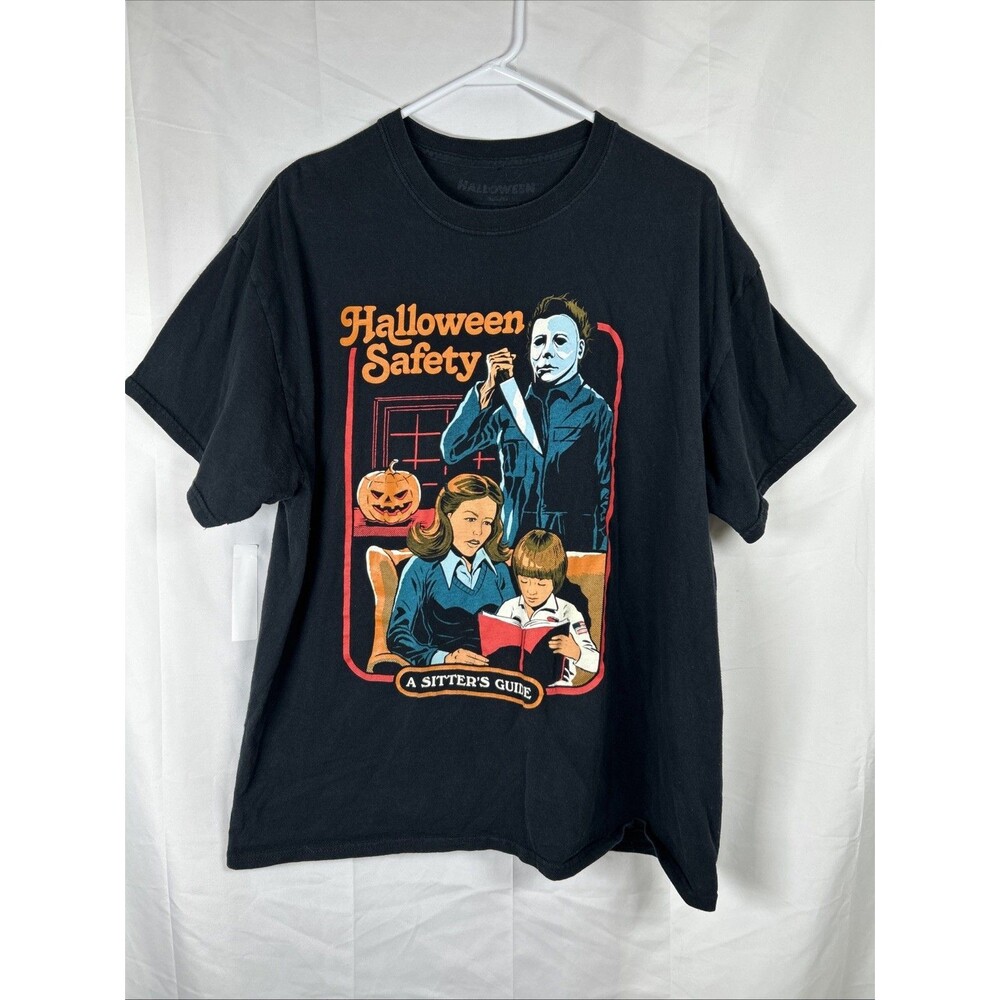 Halloween Safety Sitters Guide Michael Myers Black Graphic T-Shirt Men’s XL